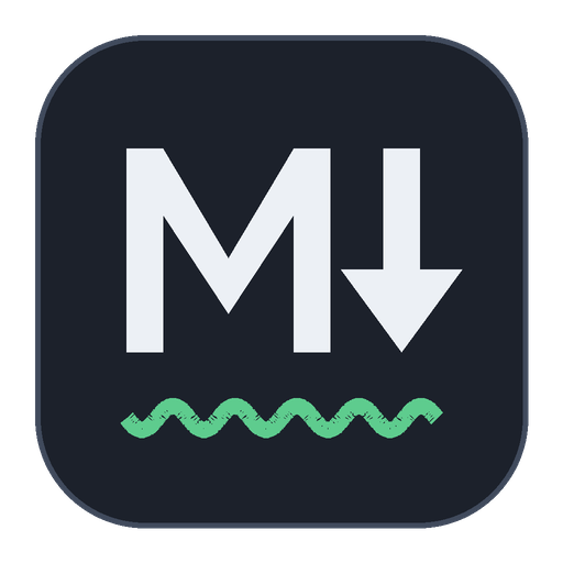 The mk icon: a Markdown mark over a green squiggle